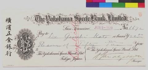 The Yokohama Specie Bank Limited Check to Dr Genshi Kato show page link