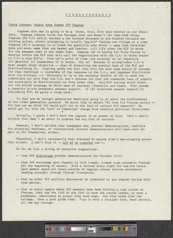 Students for a Democratic Society newsletters [b001] [f003] [016b] show page link