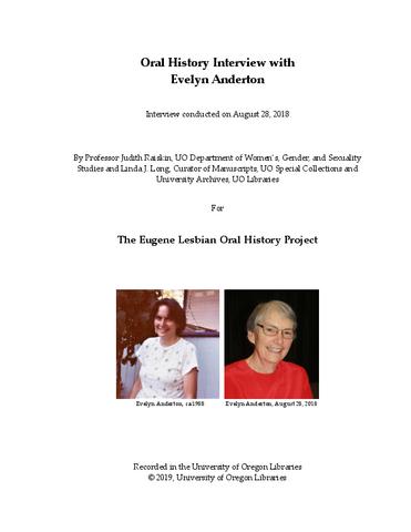 Oral History Interview with Evelyn Anderton: Transcript, Eugene Lesbian Oral History Project show page link