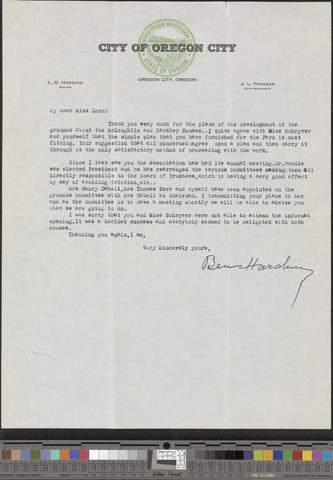 McLoughlin House project correspondence [b003] [f001] [015a] show page link