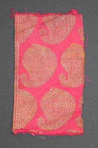 Textile panel of hot pink cotton with paisley pattern