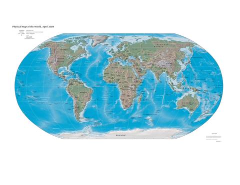 Physical Map of the World, April 2008