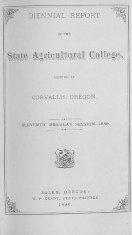 Biennial Report of the State Agricultural College, 1880