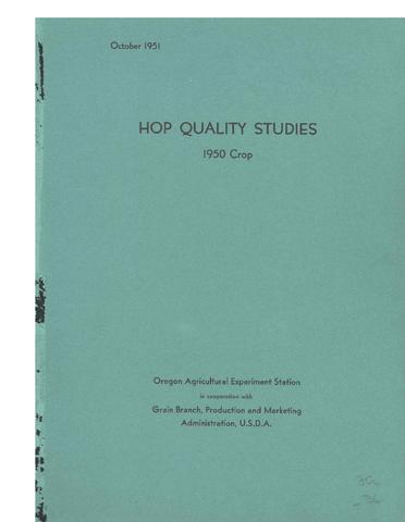 Hop Quality Studies: 1950 Crop
