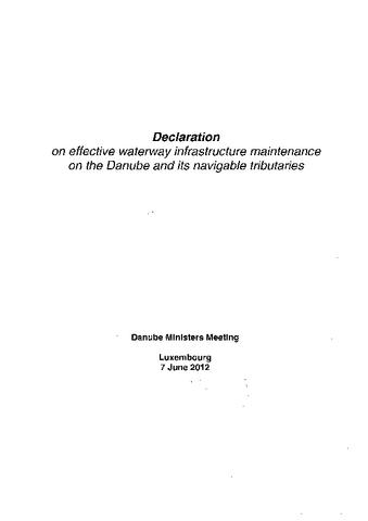 Declaration on effective waterway infrastructure maintenance on the Danube and its navigable tributaries