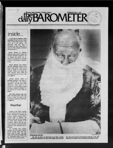 The Daily Barometer, December 7, 1977