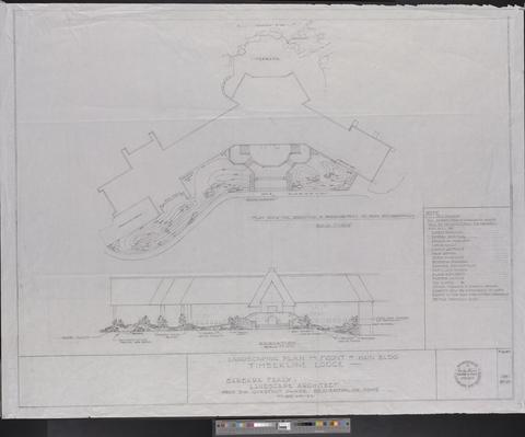 Timberline Lodge, Mt. Hood National Forest, Pacific Northwest Region, landscaping plan for front of main building [f067] [001]