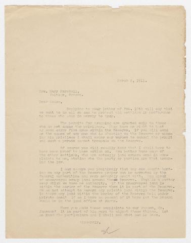 Correspondence, March 1911