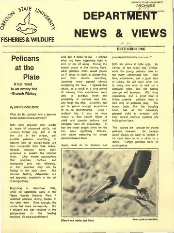 Department News and Views, December, 1986