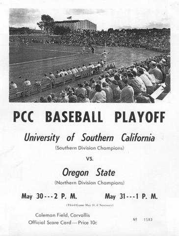 1958 PCC Baseball Playoff program