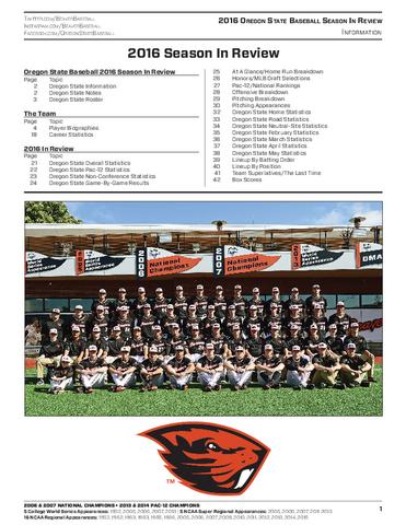 2016 Oregon State University Men's Baseball Season In Review