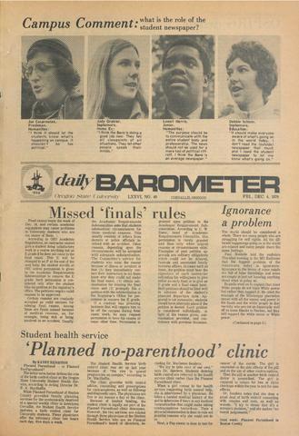 Daily Barometer, December 4, 1970