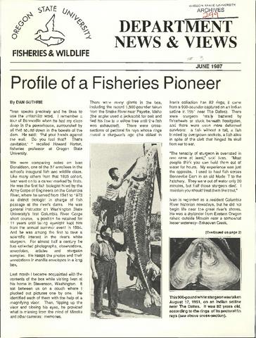 Department News & Views, June, 1987