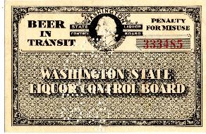 Beer transit ticket - Washington State Liquor Control Board