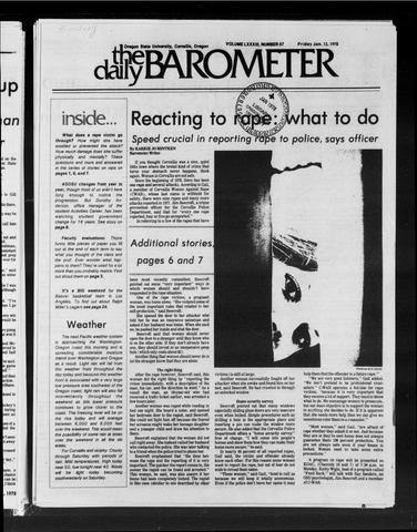 The Daily Barometer, January 13, 1978