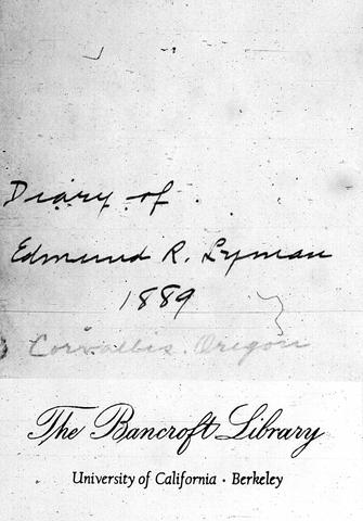 Page one of Edmund R. Lyman's diary, circa 1889