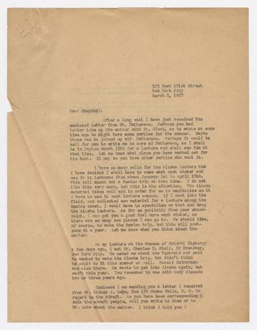 Correspondence, March 1927