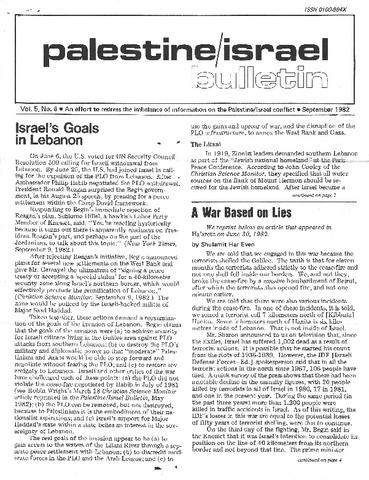 Israel's Goals in Lebanon