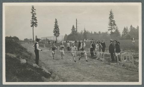 Finish of the 100-yard dash, circa 1920