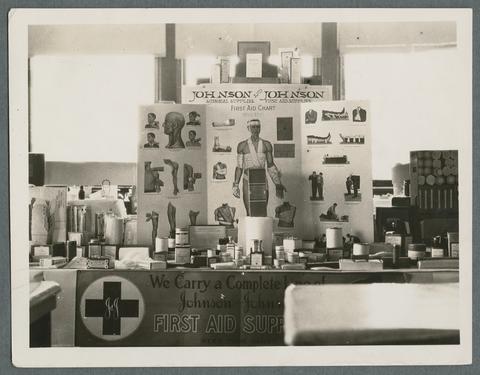 "Johnson and Johnson surgical and first aid supplies" display
