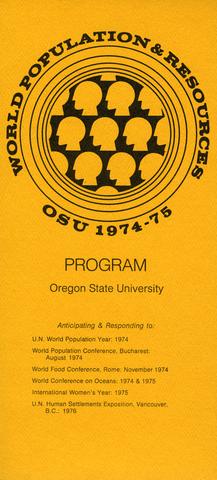Cover of a program produced by the Office of Undergraduate Studies, 1974