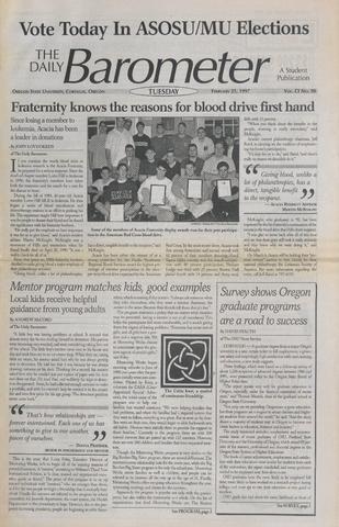 The Daily Barometer, February 25, 1997