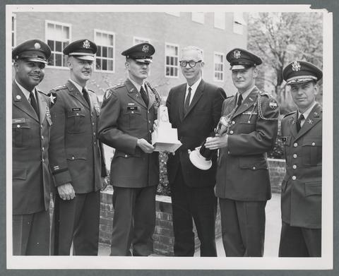 August L. Strand and ROTC officer presentation, 1960