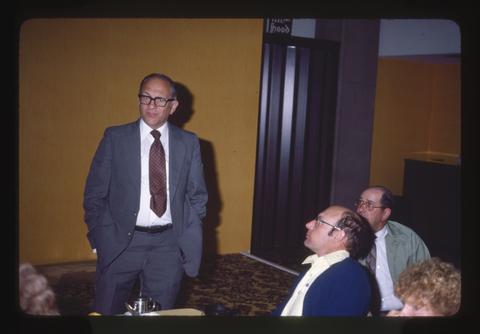 Ernest Briskey speaking in Hood River, Oregon, June 1979