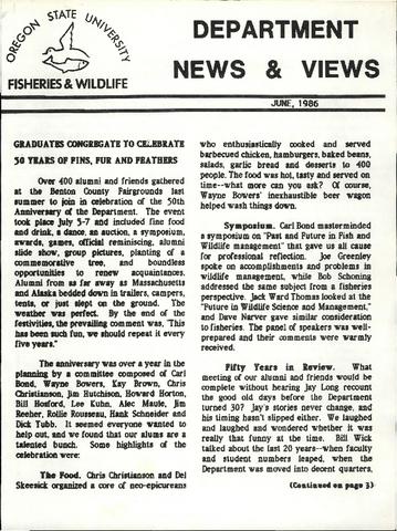 Department News and Views, June, 1986