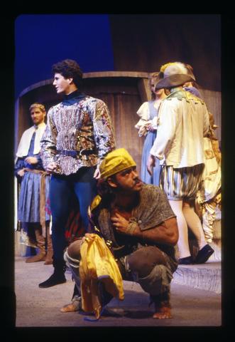 Barry Kerr as Alonso, Michael Lowry as Sebastian, W. Paul Doughton as Caliban, Buffy Bowman as Miranda, and Brent Norquist as Trinculo in The Tempest, 1989
